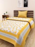 UniqChoice YellowColor 100% Cotton Single Bedsheet Without Pillow Cover150 x 220cm(Single_Angurbal_Yellow)