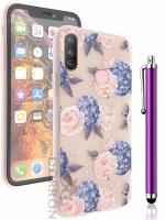 IACCESSORIES 3D Floral Back Cover for Vivo Y15 - Printed Soft TPU Protective and Stylish Girls Case with Stylus Pen - Blue
