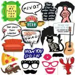 Zyozique 23 Pcs Friends Themed Photo Booth Props Friends Birthday Party Supplies Graduation Bridal Shower Bachelorette Party Decorations Multicolour B