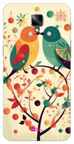 Gift Minister Soft Designer Mobile Case For One Plus 3 Back Cover Green - Minimalistic Super Cute Birds Art Calligraphy Scratch Resistant Comfortable Grip Lightweight Flexible 1Pcs 1701M