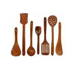 (Set of 7) NSCC Handmade Wooden Serving and Cooking Spoon Kitchen Tools