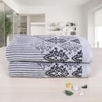 Rangoli Stripped Jacquard 100% Cotton Bath Towels (Grey) | Quick Dry, Ultra Soft, Highly Absorbent Printed Bath Towel for Men/Women - Pack of 2