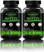 Naturewell Biotin Maximum Strength For Hair Skin And Nails-10000 Mcg Pro, 60 Capsules Each (Pack Of 2)