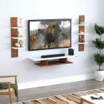 Anikaa Diana Engineered Wood Wall Mount TV Entertainment Unit (Walnut/White), Ideal Upto 55