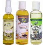 Agronix Cold Press Extra Virgin Castor Sesame Olive Oil Combo (100 ML Each ) Hair , Skin Castor Oil PET Bottle (3 x 100 ml)