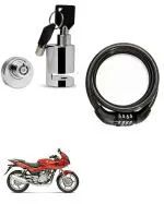 QiisX Heavy Duty Disc Brake Lock Anti Theft Security Lock with Helmet Lock Premium Black Heavy Number Lock for Bajaj Pulsar 220 DTS-i