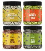 GreenFinity Healthy & Tasty Jumbo Pumpkin, Jumbo Sunflower - 250g, Flax Seeds, Chia Seeds - 300g Jar