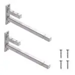 Volo 10 inch Adjustable Stainless Steel F Type Square Shelf Bracket for 6, 8, 10, 12 mm Glass Silver (Pack of 2)