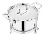 NIRLON Smart Triply Stainless Steel Stockpot / Casserole / Biryani Pot with Stainless Steel Lid | 20cm | Silver (Induction and Gas Stove Friendly)