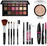 DAIMANPU Eyeshadow Palette, Blusher, 5Pcs Makeup Brushes, Waterproof Eyeliner, Mascara (Pack of 6)