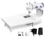 Akiara- Makes Life Easy Mini Sewing Machine With Extension Table, Foot Pedal, Adapter, White
