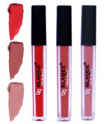 bq BLAQUE Matte Liquid Lip Gloss Combo of 3 Lipstick # 101-113-116 (12 ml, Orangish Red, Brown, Light Nude Brown)