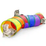Qpets Cat Toys Cat Tunnel Pet Tube Collapsible Play Toy Indoor Outdoor Kitty Puppy Toys for Puzzle Exercising Hiding Training Toy (2 Way)