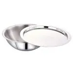 MAXIMA Tri Ply Stainless Steel Tasla / Tasra with lid, Induction Bottom| Triply Tasla - 24 Cm
