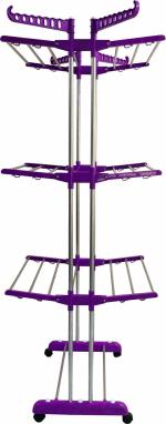 Unizone Purple Stainless Steel and Plastic Heavy Duty Cloth Dryer Stand, 3 Tier - 172.72H cm