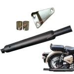 Supremechoice SLM6 Silencer Bullet Exhaust Customized Long Bottle Bada Punjab Dholki Black Bike Exhaust With Zed Clamp & Bush for Royal Enfield Bullet Classic 350