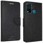 AmericHome Vivo Y30, Vivo 1938 Black Artificial Leather, Cloth, Rubber Shock Proof Mobile Flip Cover