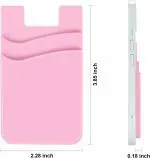 ClickCase Silicone TPU Metro/Credit Card Holder for Back of Mobile or Case,Stick on Phone Back Adhesive Dual Pocket Wallet For All Smart Phones (Pink)