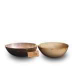 Coco Land Coconut Shell Pudding Pot Oval Shaped (Combo Pack Medium Size Brown & White) 150 ml/Coconut Oil Polished Decorative Pots/Chutney Pot/Natural Pot/Salad Pot/Side Dish Pot/Mixing Pot
