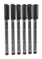 Brustro Black Technical Pen Brush Tip (Pack Of 6)