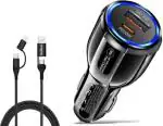 UniBoss 38 W Qualcomm 3.0 Turbo Car Charger (Black, With USB Cable)