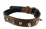 Patch and Marshall Brown Leather Spike Dog Collar Harness Neck Belt