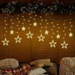 Gesto 8 Feet 12 Stars Curtain Light, 8 Flashing Modes Star Lights for Home Decoration | Star Curtain Led Light for Kids Room | for Diwali Decoration,Christmas Decoration,Pooja Room Decoration