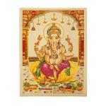 Hawai Gold Plated Lord Ganesha Poster for Worship Use 5x7 inch SFDI00596_NOF