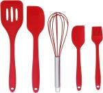 Skofri Red Silicone Spatula Set (Pack Of 5 )
