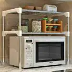 PECUTE Stainless Steel Space Saver Double Layer Microwave Oven Stand Kitchen Storage