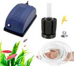 COLOURFUL For Fish of All Life Stages 1way Air Pump/Motor + 2mtr Tube + 1 Glass Sucker + 1controller + #2835 Sponge Filter(1 Way - Combo 2)