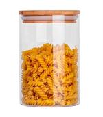 Cracker Transparent Glass And Wooden Airtight Food Storage Jar Container Kitchen Canisters For Sugar, Candy And Spice 1050ml (Pack Of 2)