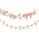 Festiko WeRe Engaged Rose Gold Engagement Glitter Diamond Ring And Heart Wings Banner For Engagement Party Decorations Wedding Bridal Shower Bachelorette 2 Pc Material Cardstock