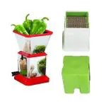 Blue Wonder Stainless Steel Chilly Cutter Cutter With Steel and Plastic Potato Chipser French Fries Chips Maker Machine Snacks Finger, Potato Finger Chips Cutter and (Multicolour, Pack of 2)