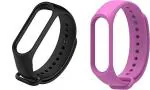 LIDDU Silicone Smartband Strap for Xiaomi Mi 3 Band (Black and Purple) (pack of 2)