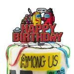 Festiko Among Us Happy Birthday Cake Topper Cartoon Theme Cake Topper Video Game Theme Party Decorations Suppliers