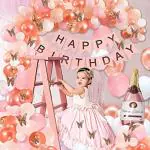 SpecialYou.in Rose Gold Butterfly Theme Birthday Decorations Combo Kit With 3D Gold Butterflie For Women, Girls, Kids Birthday (Pack of 74)