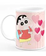 CHHAAP Shinchan Cartoon Mug Gift for Kids Brother Sister Son Daughter Boys Girls Hd Printed Microwave Safe White Ceramic Coffee Mug (350 ml) (CR17 24)