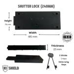KI SHIELD Shutter Lock || 5 Layer Strong Alloy Steel Deadbolt || Corrosion Resistant Powder Coated Alloy Steel Body || (3 Stroke, Long Keys, 2 Keys) Durable Design||Strong Security || Stainless Steel Body | Hardened Shackle || Security Locker.