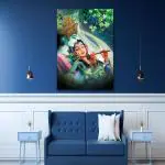 Surmul Multicolor Sunboard Medium Radha Krishna Poster Wall Art Removable Sticker