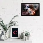 Ecraftindia Face Of Radha Krishna Matt Texture Framed UV Art Painting 35 X 27 cm