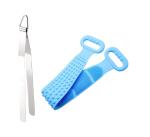 First Front Stainless Steel Roti Chimta Tong With Cleaning Rubber Scrub Belt and Multicolour, Pack of 2