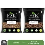 F2K Whole Spices 100g Combo | Cloves (Lavang) & Cardamom (Badi elaichi) - 50g Each