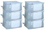 Kuber Industries Grey Non Woven Rectangular Underbed Storage Organizer Set ( 6)