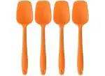 P-Plus International Heat-Resistant Baking Spoon Spatulas, Colorful Silicone Kitchen Utensils - Nonstick Cookware Orange set of 4