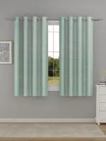 Raymond Home Aqua Abstract 52% Polyester 48% Cotton Window Curtains with Rust Proof Stainless steel Eyelits