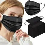 Henik BLACK 50 Disposable 3 Ply Ear loop Face Masks, Home, School, Office and Outdoors BLACK-50 Non-Reusable Surgical Mask With Melt Blown Fabric Layer (Black, Free Size, Pack of 50, 3 Ply)