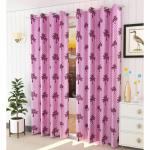 GOYCORS Wine Floral Polyester Window Curtains (4 x 6 ft) (Pack of 2)
