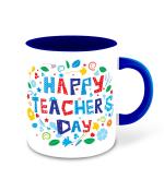Whats Your Kick Happy Teachers Day Colorful Printed Dark Blue Ceramic Coffee Mug 325 ML