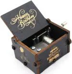 EITHEO Wooden Uniq Carved Hand Crank Happy-Birthday-Black Theme Music Box(Happy-Birthday-Black-01), Child